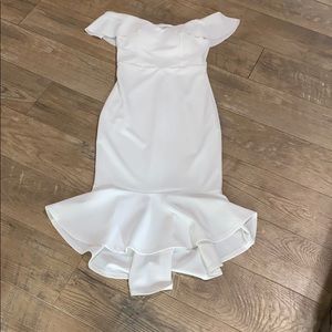 White ruffle sleeve dress
